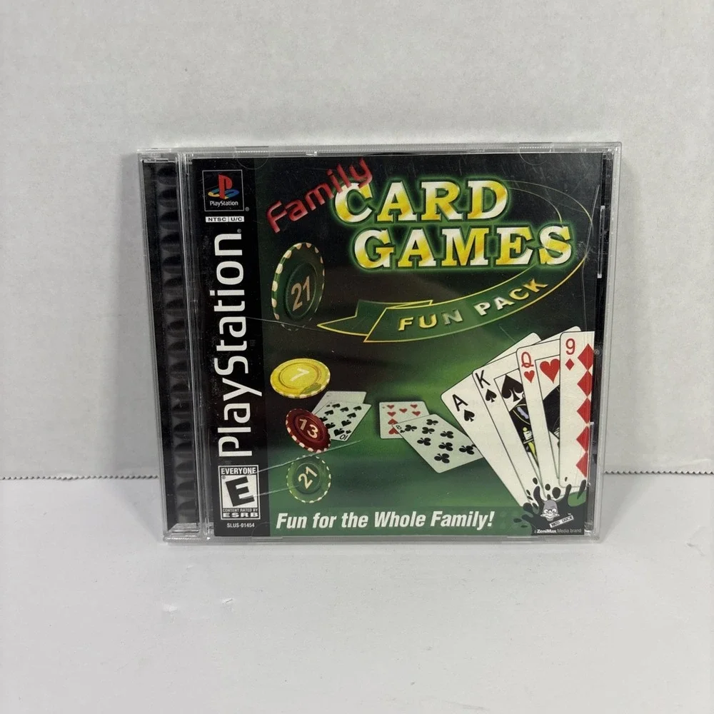 Family Card Games Fun Pack Sony PlayStation 1 PS1 Complete CIB Tested